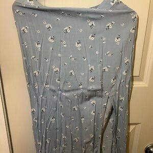 Hollister Blue and White Maxi A-Line Skirt
